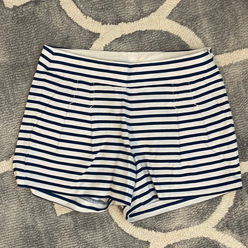 J. Crew navy and white striped pleated front shorts - Size 0